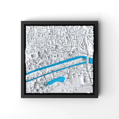 3D gedrucktes Stadtmodell Tübingen eingerahmt für deine Wand - CraftedCity