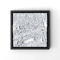 3D gedrucktes Stadtmodell Tübingen eingerahmt für deine Wand - CraftedCity