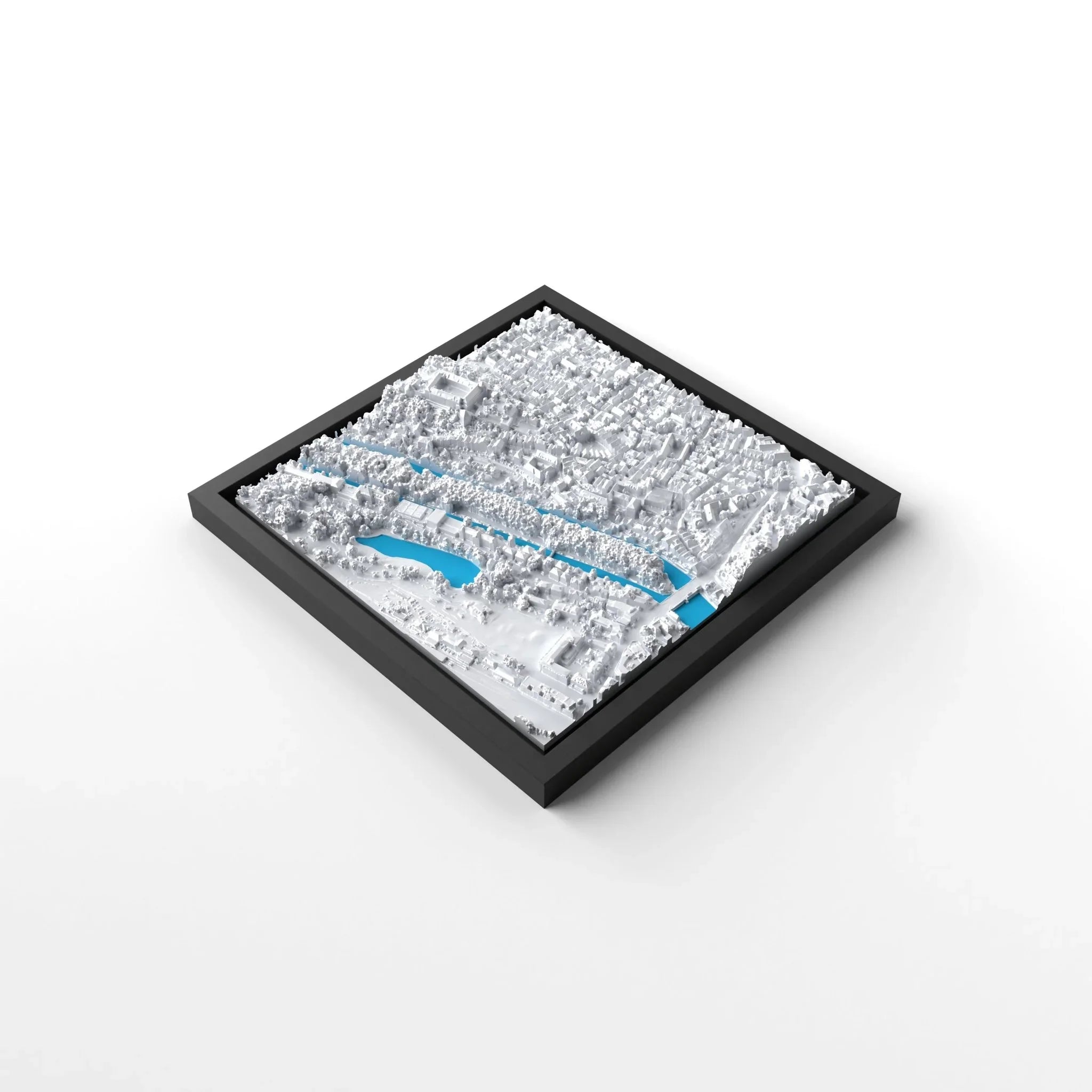 3D gedrucktes Stadtmodell Tübingen eingerahmt für deine Wand - CraftedCity