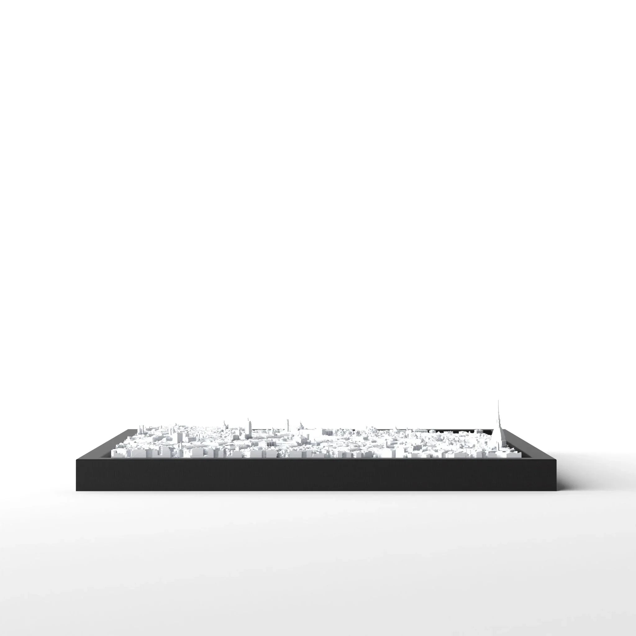 3D gedrucktes Stadtmodell Turin eingerahmt für deine Wand - CraftedCity