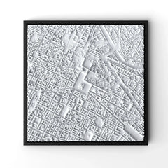 3D gedrucktes Stadtmodell Turin eingerahmt für deine Wand - CraftedCity