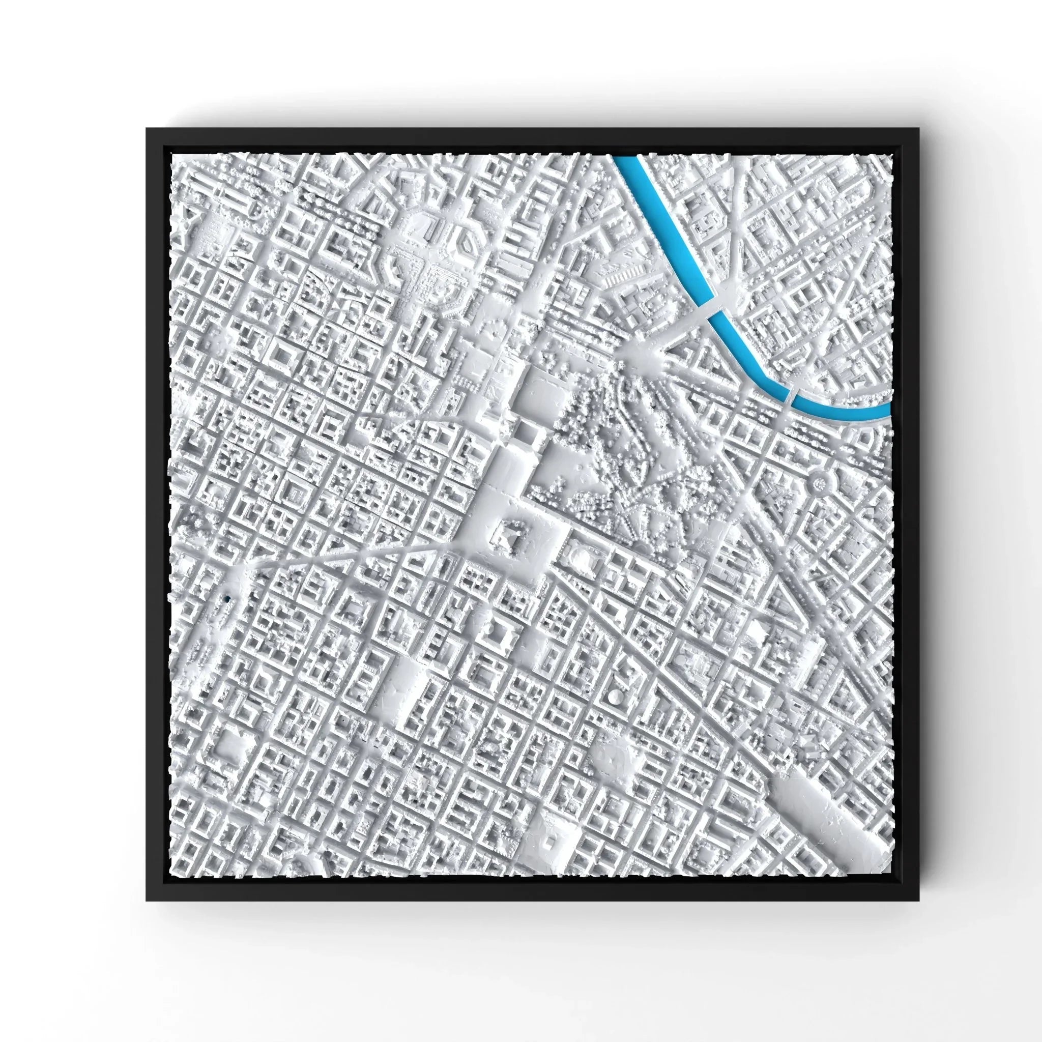 3D gedrucktes Stadtmodell Turin eingerahmt für deine Wand - CraftedCity