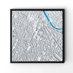 3D gedrucktes Stadtmodell Turin eingerahmt für deine Wand - CraftedCity