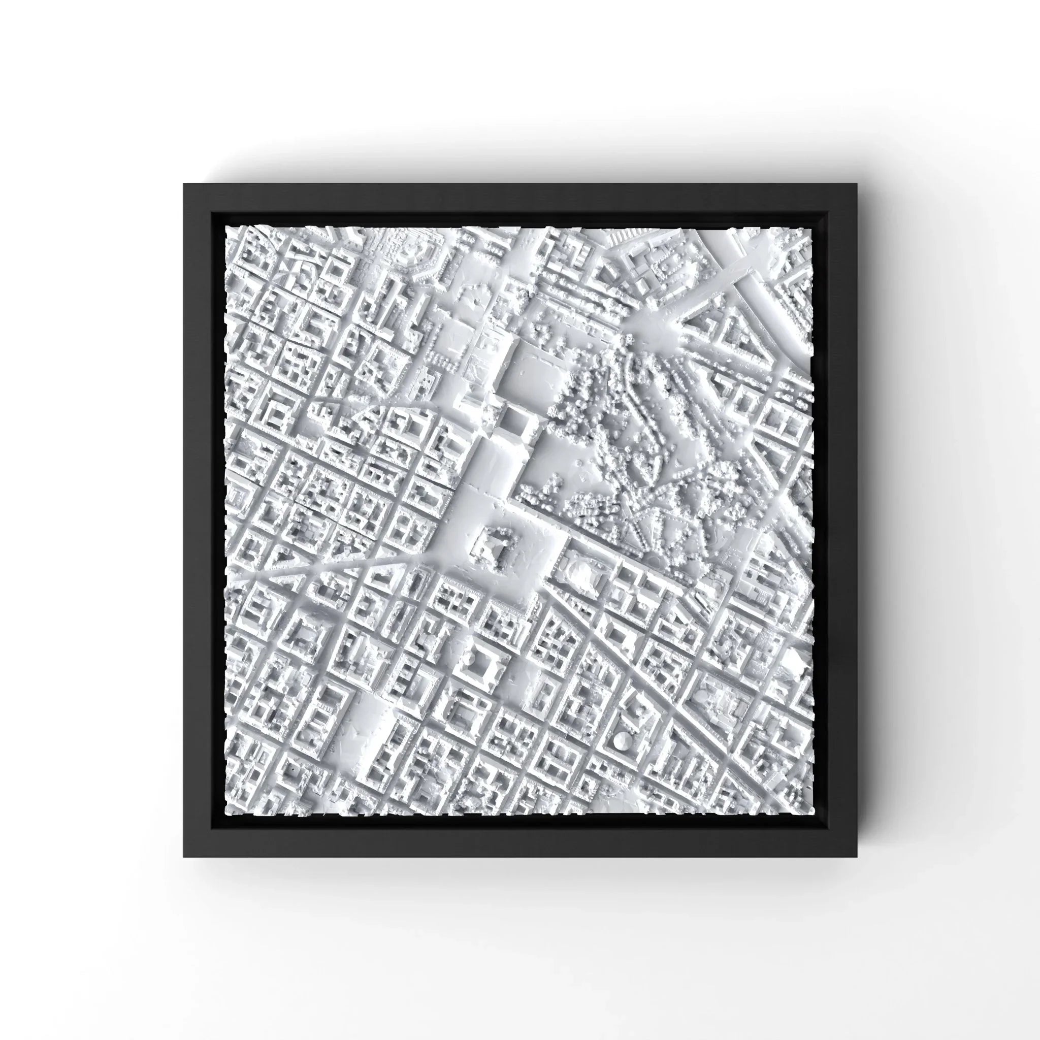 3D gedrucktes Stadtmodell Turin eingerahmt für deine Wand - CraftedCity