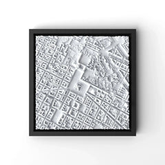 3D gedrucktes Stadtmodell Turin eingerahmt für deine Wand - CraftedCity