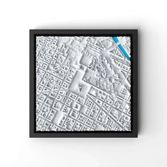 3D gedrucktes Stadtmodell Turin eingerahmt für deine Wand - CraftedCity