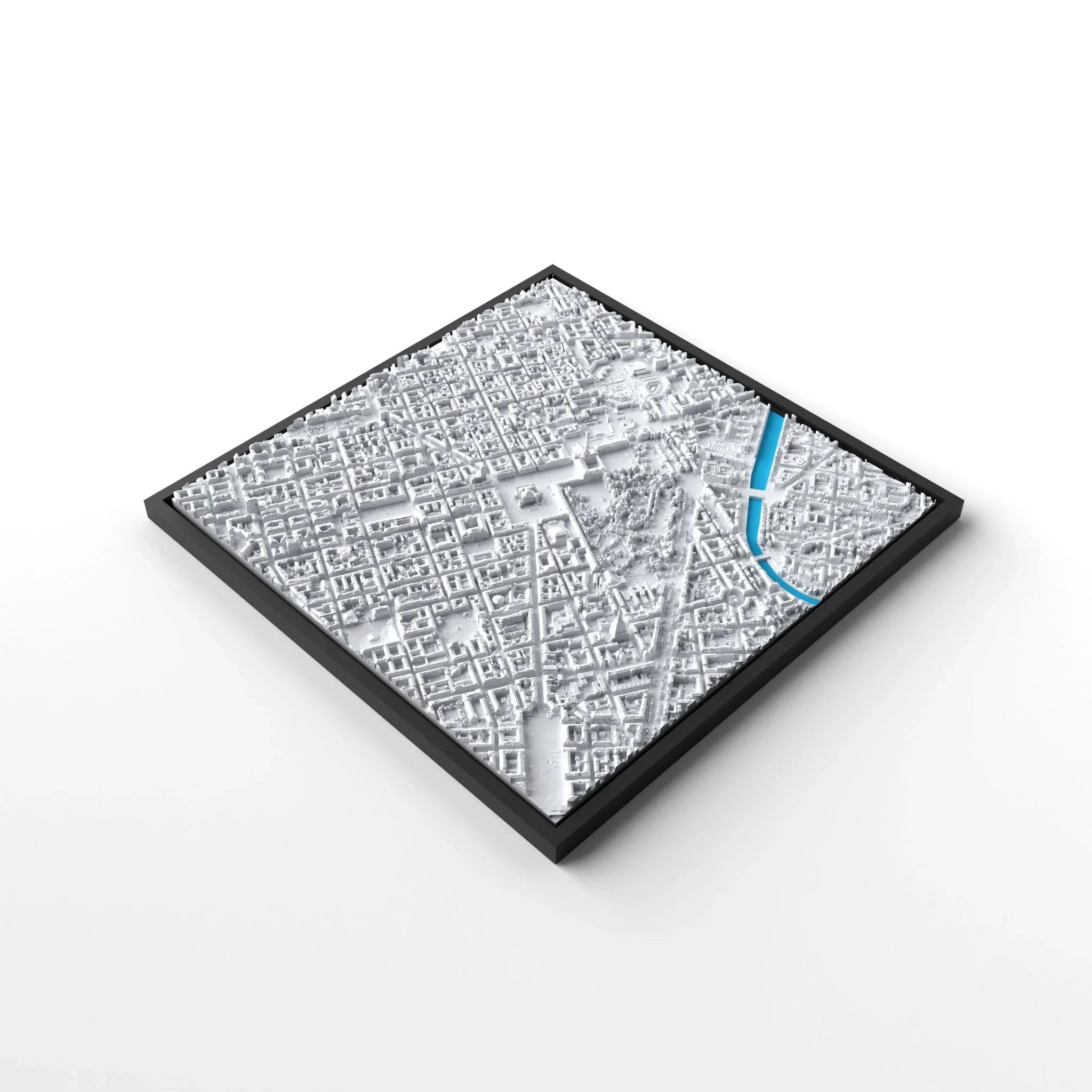3D gedrucktes Stadtmodell Turin eingerahmt für deine Wand - CraftedCity