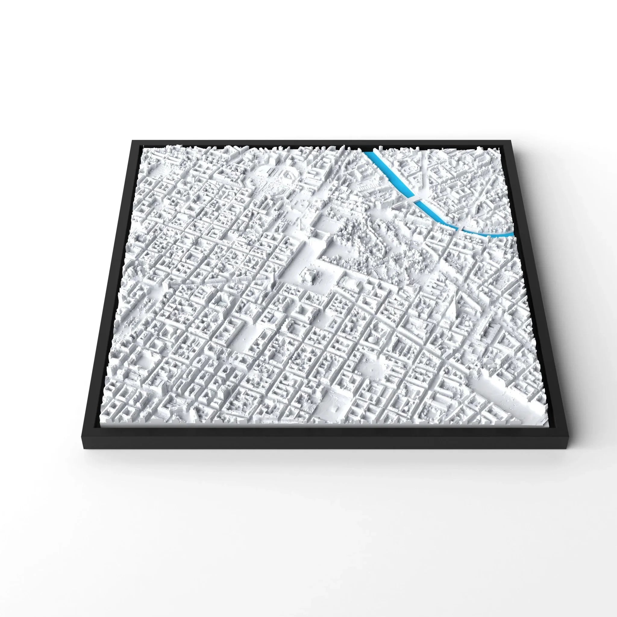 3D gedrucktes Stadtmodell Turin eingerahmt für deine Wand - CraftedCity