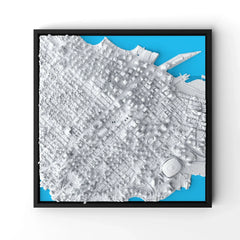 3D gedrucktes Stadtmodell Vancouver eingerahmt für deine Wand - CraftedCity