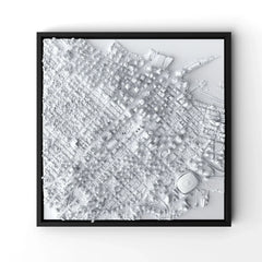 3D gedrucktes Stadtmodell Vancouver eingerahmt für deine Wand - CraftedCity