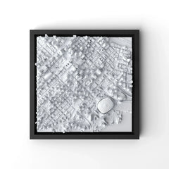 3D gedrucktes Stadtmodell Vancouver eingerahmt für deine Wand - CraftedCity