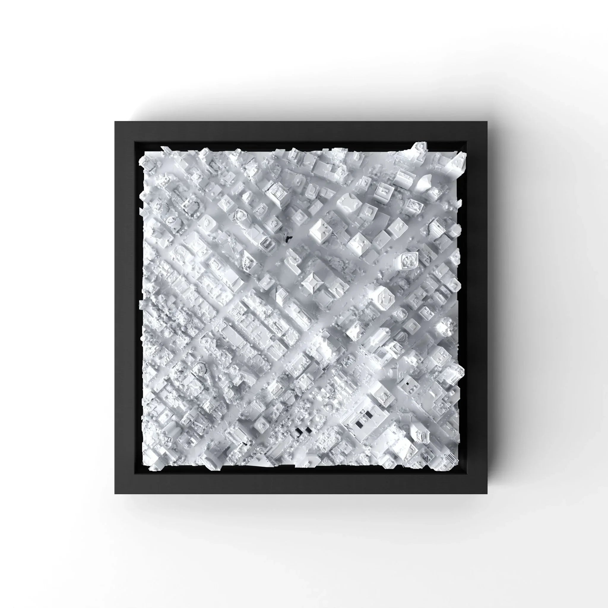 3D gedrucktes Stadtmodell Vancouver eingerahmt für deine Wand - CraftedCity