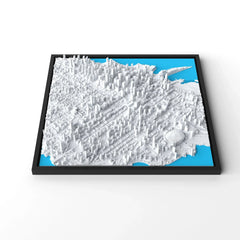 3D gedrucktes Stadtmodell Vancouver eingerahmt für deine Wand - CraftedCity