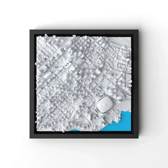 3D gedrucktes Stadtmodell Vancouver eingerahmt für deine Wand - CraftedCity