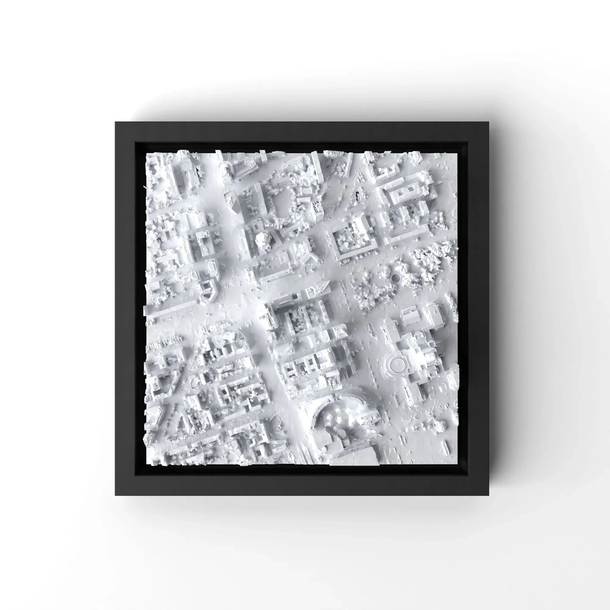 3D gedrucktes Stadtmodell Warschau eingerahmt für deine Wand - CraftedCity