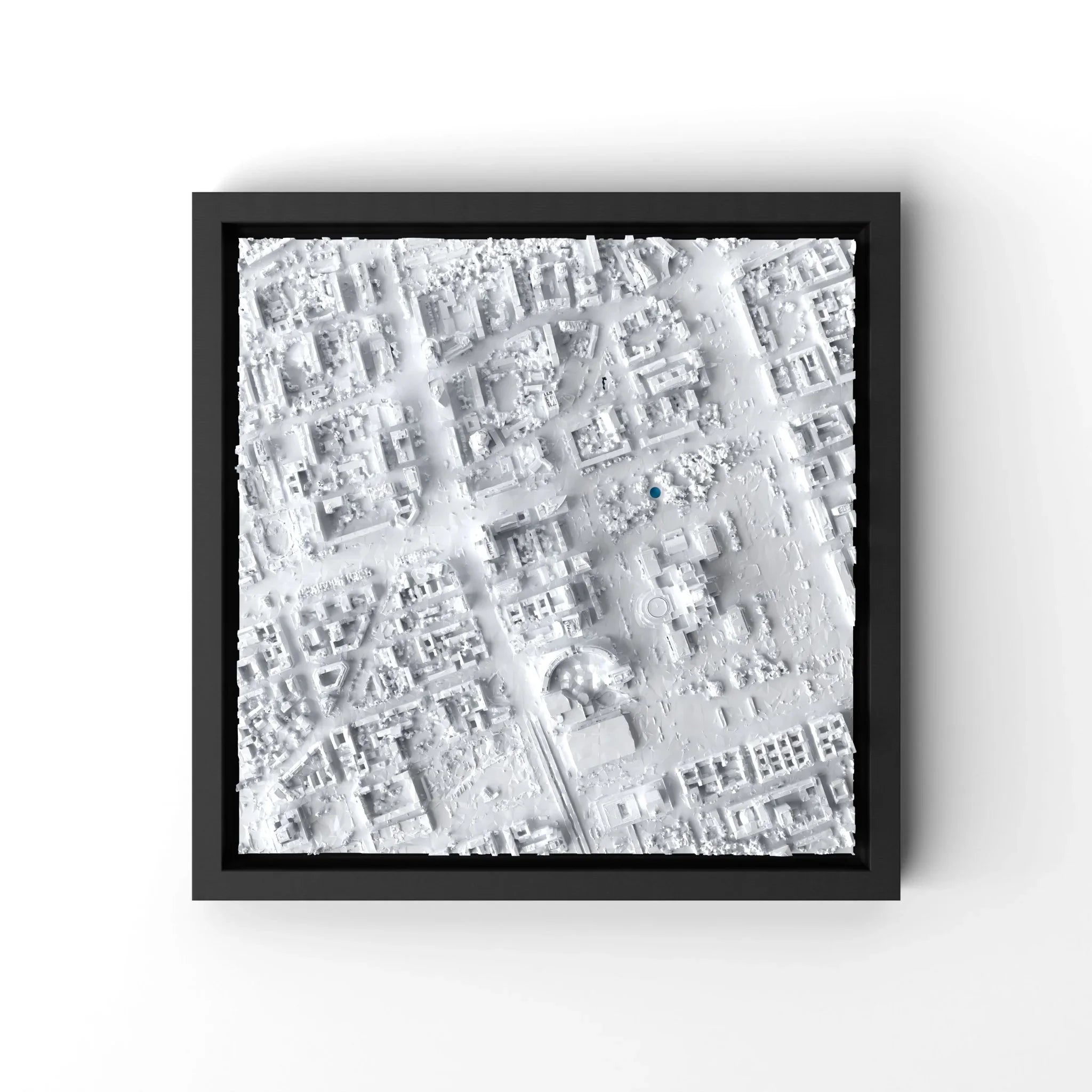 3D gedrucktes Stadtmodell Warschau eingerahmt für deine Wand - CraftedCity