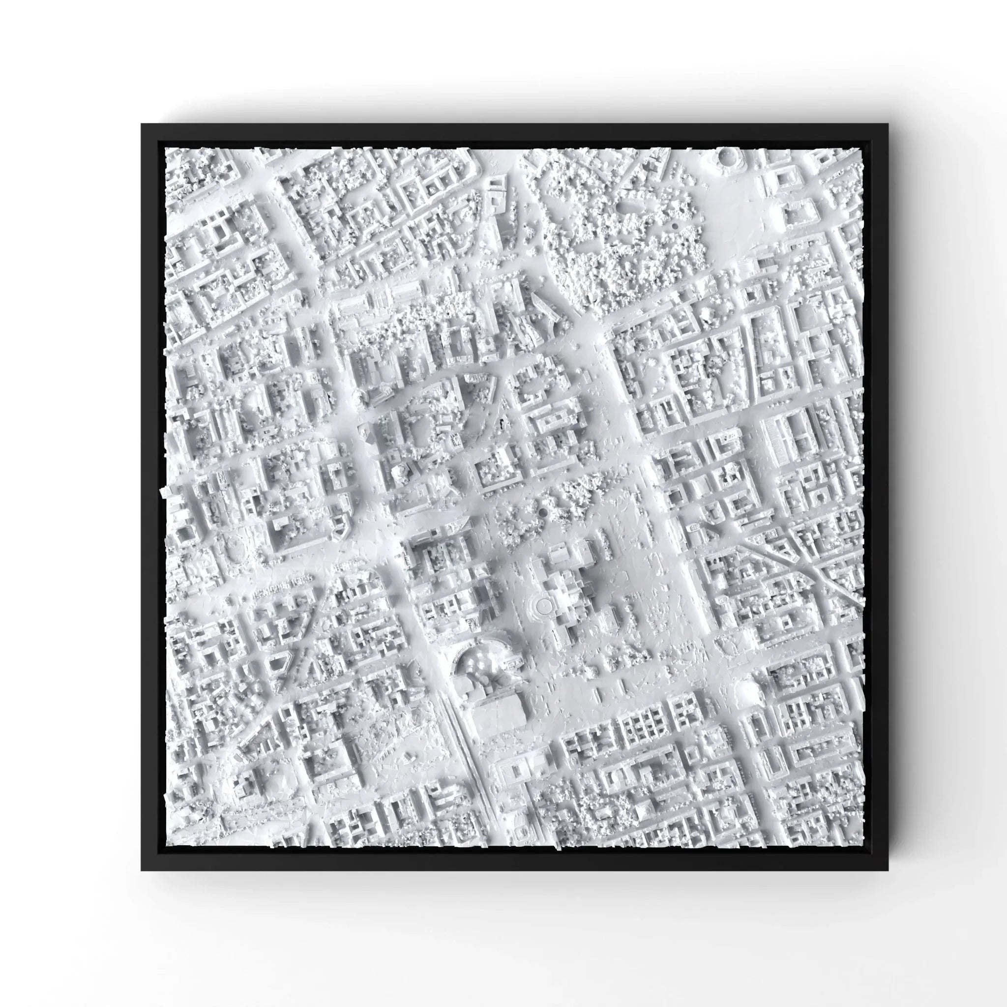 3D gedrucktes Stadtmodell Warschau eingerahmt für deine Wand - CraftedCity