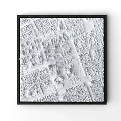 3D gedrucktes Stadtmodell Warschau eingerahmt für deine Wand - CraftedCity