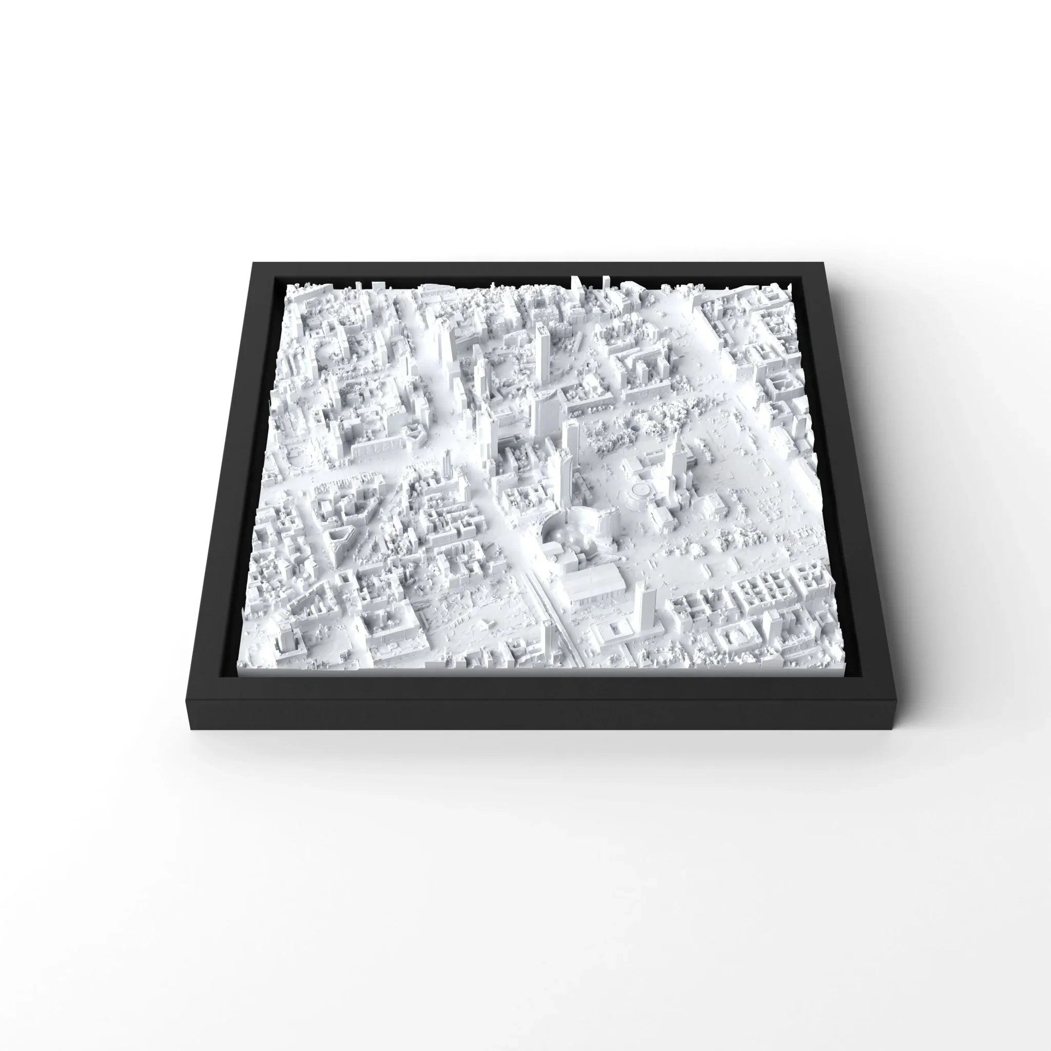 3D gedrucktes Stadtmodell Warschau eingerahmt für deine Wand - CraftedCity