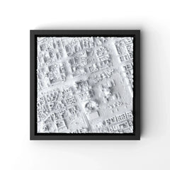 3D gedrucktes Stadtmodell Warschau eingerahmt für deine Wand - CraftedCity