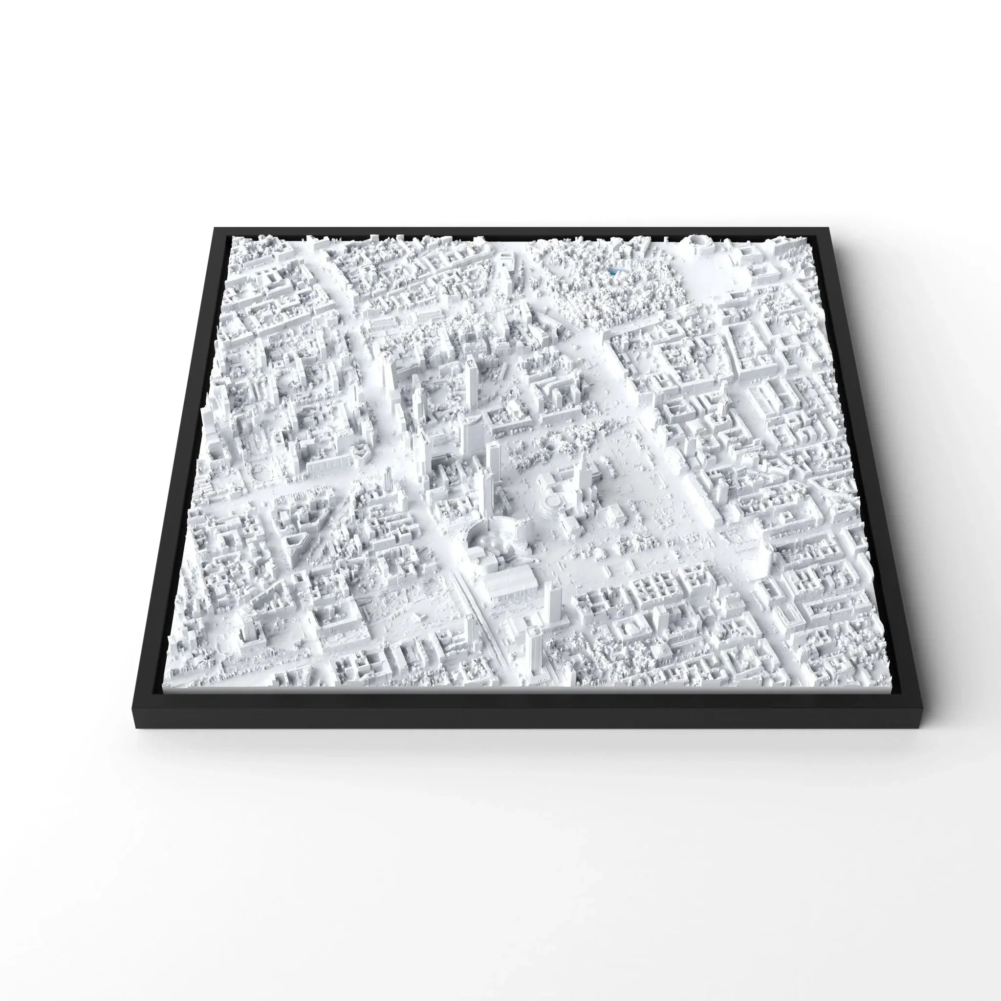 3D gedrucktes Stadtmodell Warschau eingerahmt für deine Wand - CraftedCity