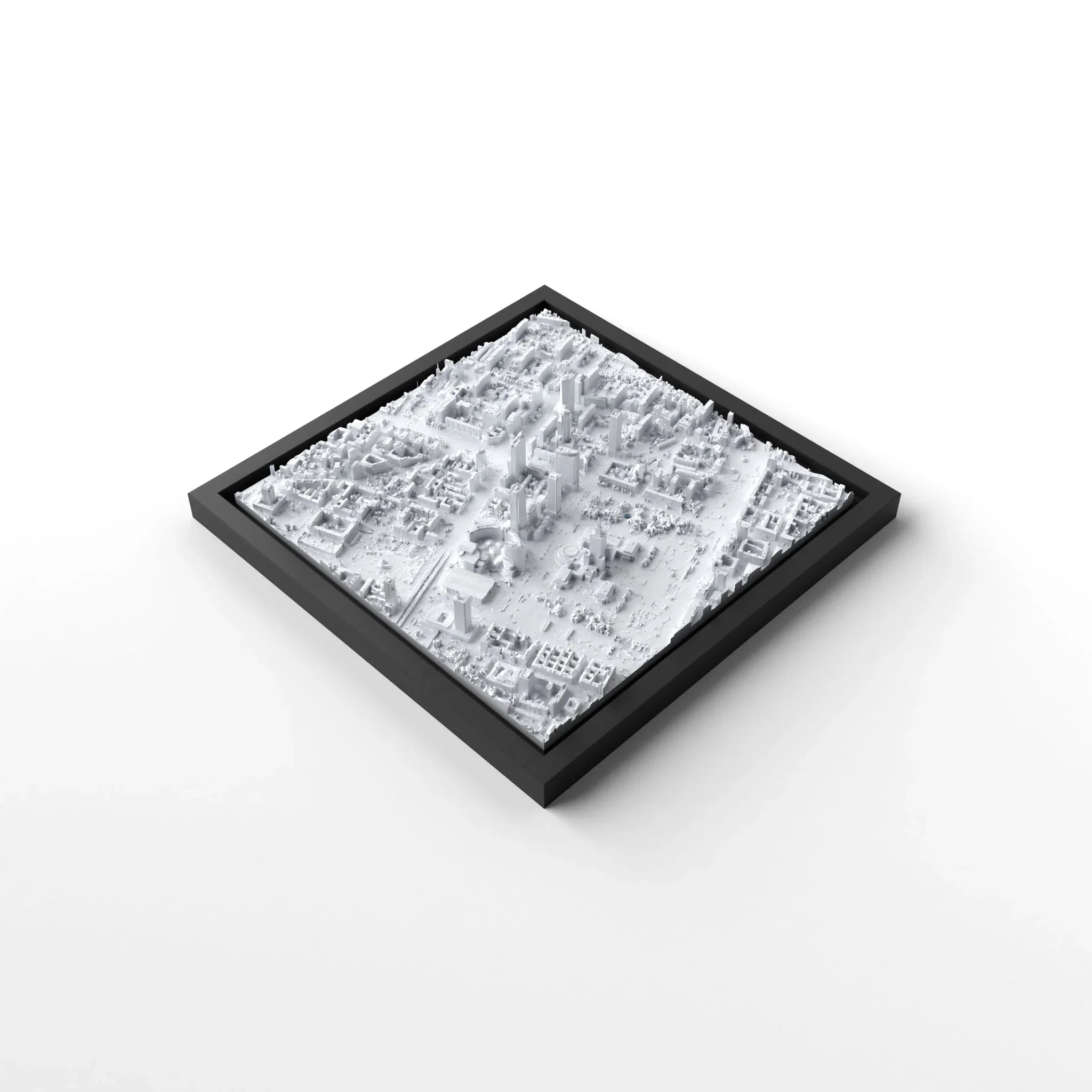 3D gedrucktes Stadtmodell Warschau eingerahmt für deine Wand - CraftedCity