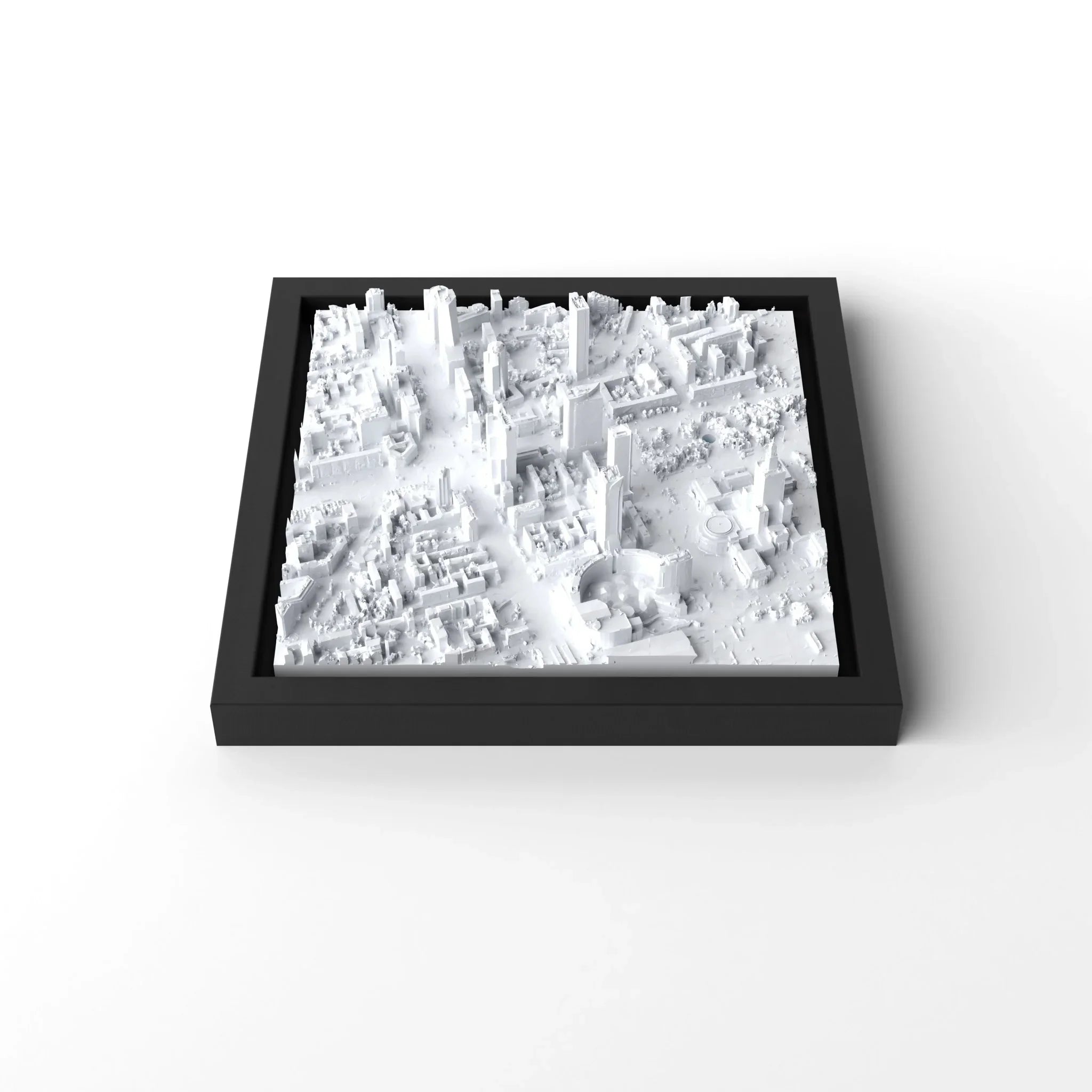 3D gedrucktes Stadtmodell Warschau eingerahmt für deine Wand - CraftedCity