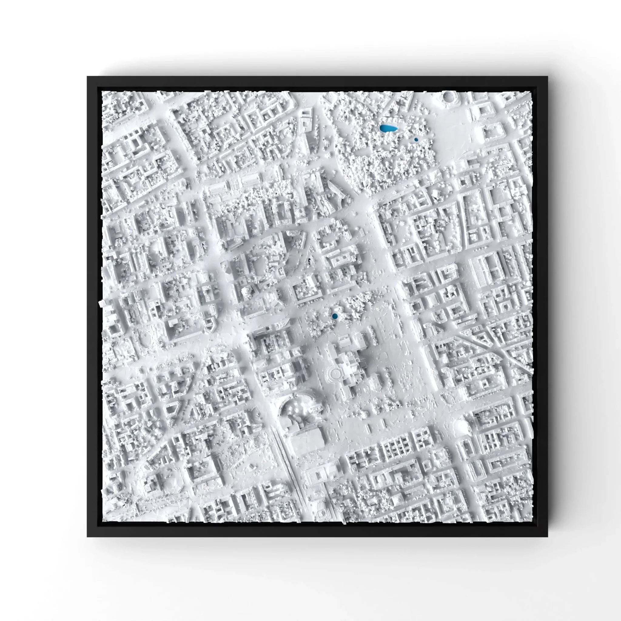 3D gedrucktes Stadtmodell Warschau eingerahmt für deine Wand - CraftedCity