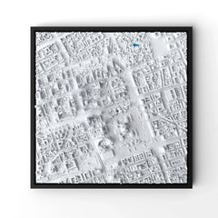 3D gedrucktes Stadtmodell Warschau eingerahmt für deine Wand - CraftedCity