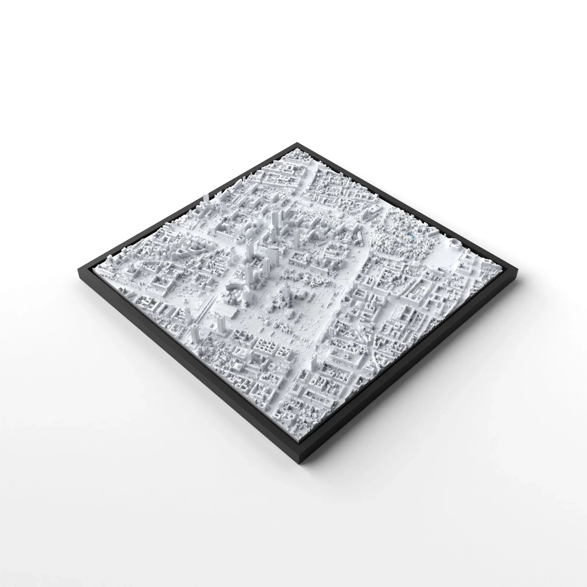 3D gedrucktes Stadtmodell Warschau eingerahmt für deine Wand - CraftedCity