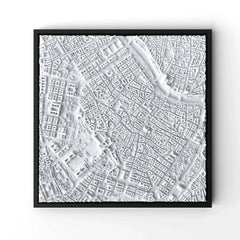 3D gedrucktes Stadtmodell Wien eingerahmt für deine Wand - CraftedCity
