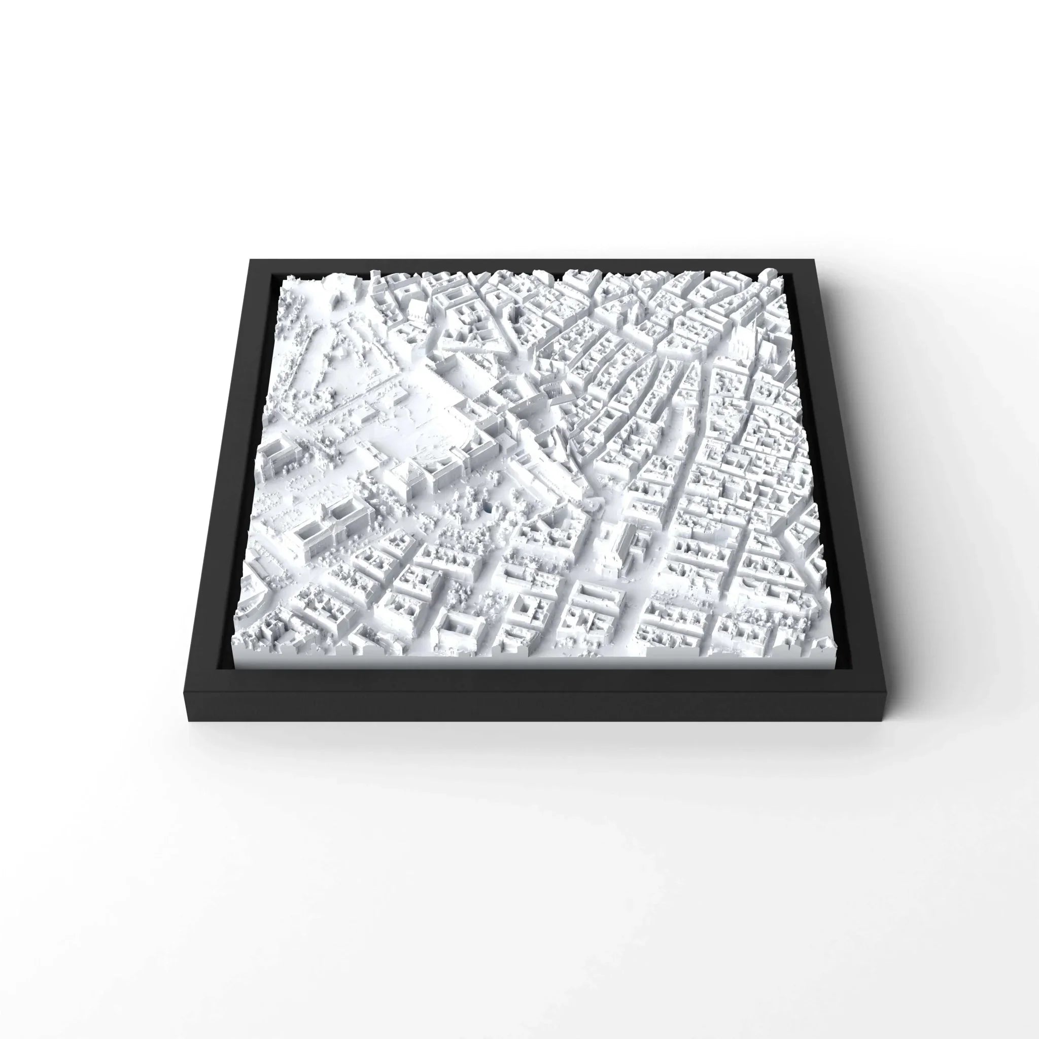 3D gedrucktes Stadtmodell Wien eingerahmt für deine Wand - CraftedCity