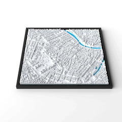 3D gedrucktes Stadtmodell Wien eingerahmt für deine Wand - CraftedCity