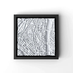 3D gedrucktes Stadtmodell Zürich eingerahmt für deine Wand - CraftedCity