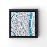 3D gedrucktes Stadtmodell Zürich eingerahmt für deine Wand - CraftedCity