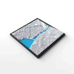 3D gedrucktes Stadtmodell Zürich eingerahmt für deine Wand - CraftedCity