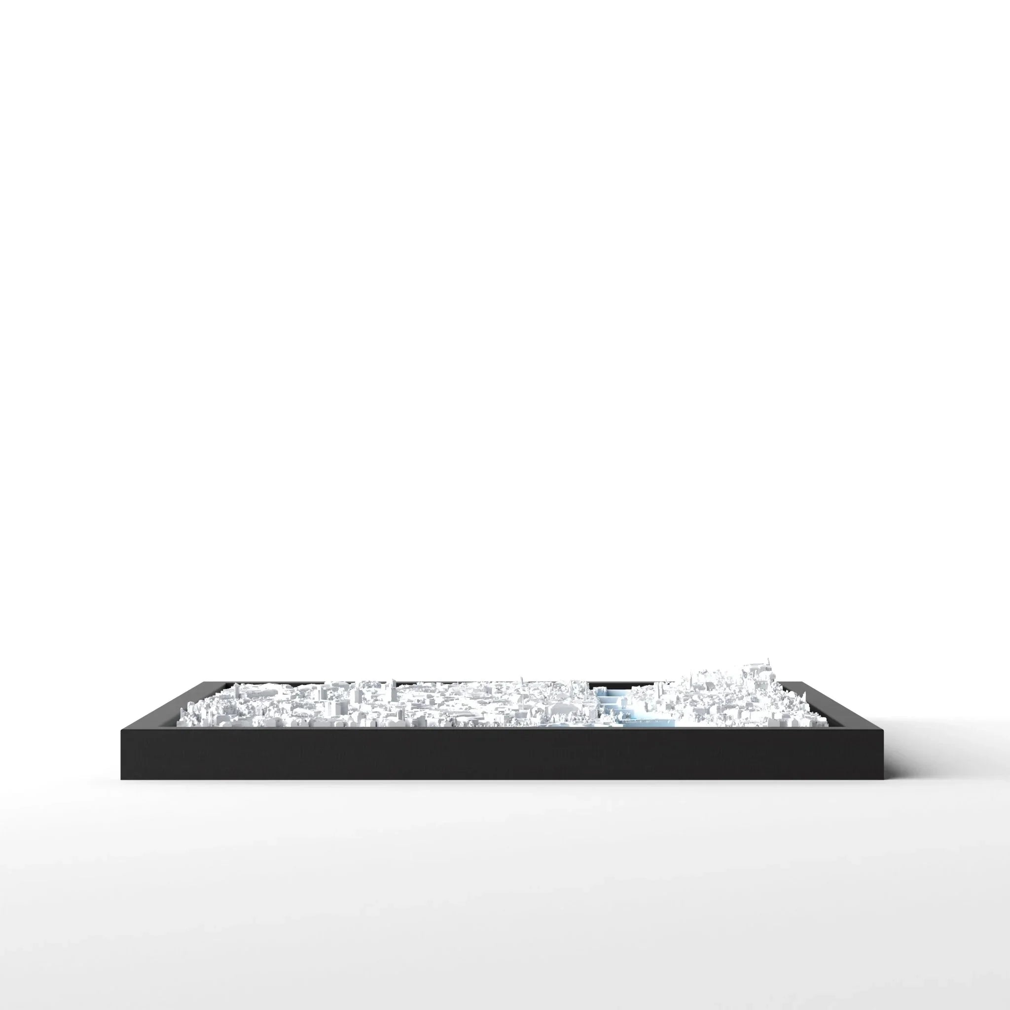 3D gedrucktes Stadtmodell Zürich eingerahmt für deine Wand - CraftedCity