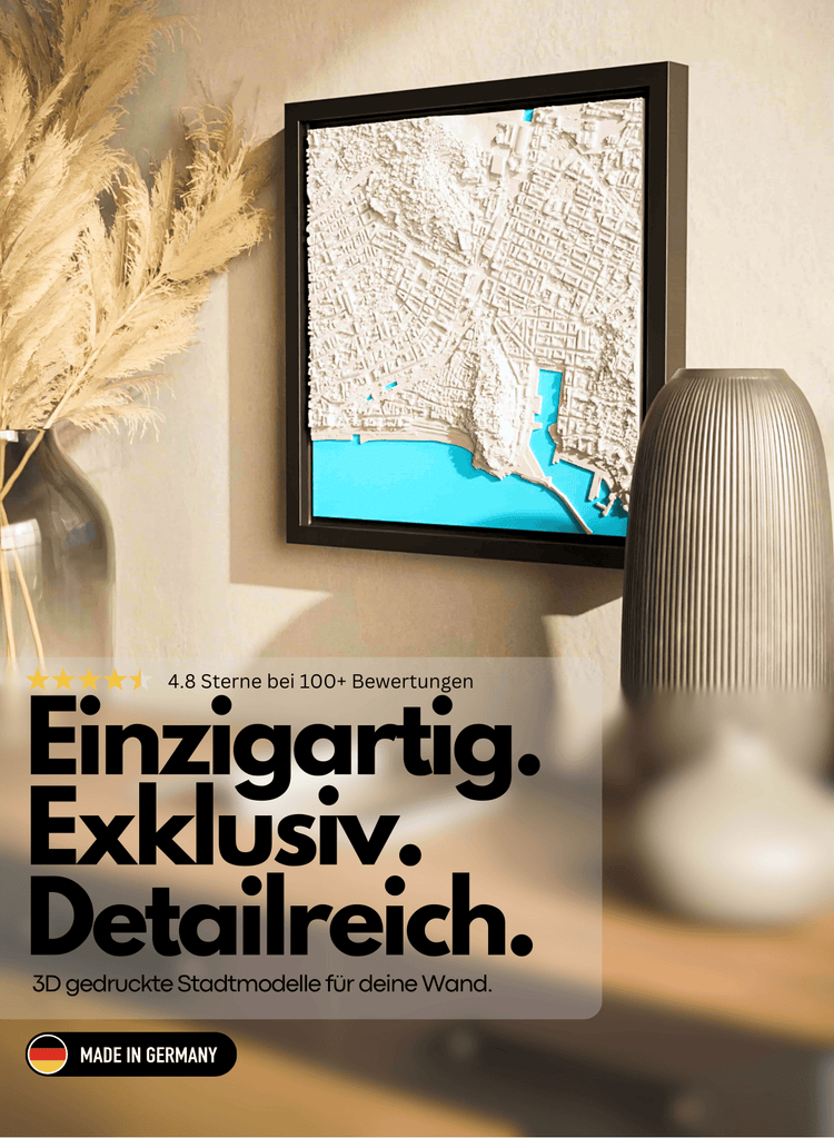 Homepage Banner von CraftedCity, zeigt ein 3D Stadtmodell von Nizza an der Wand gehängt.