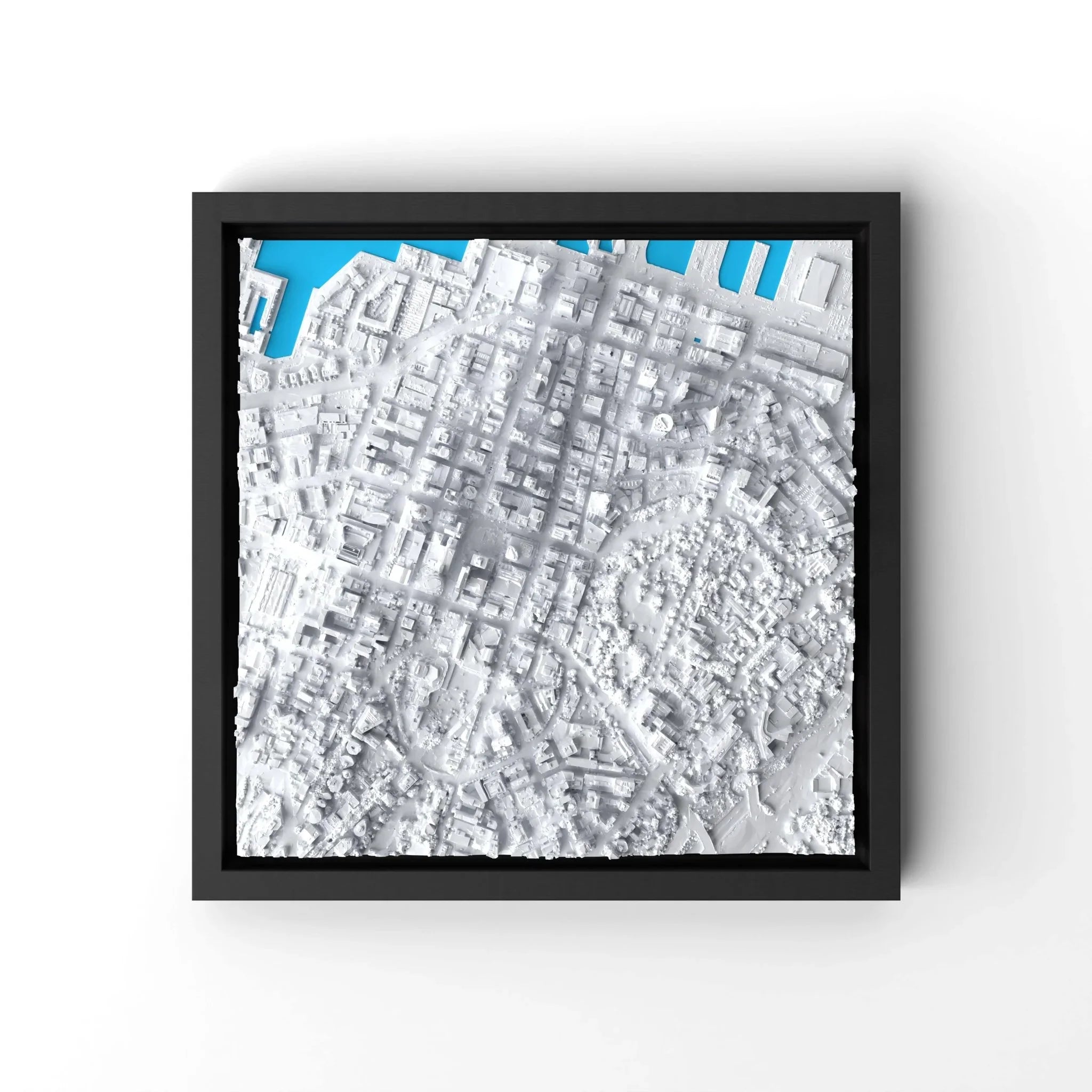 3D gedrucktes Stadtmodell Auckland eingerahmt für deine Wand - CraftedCity