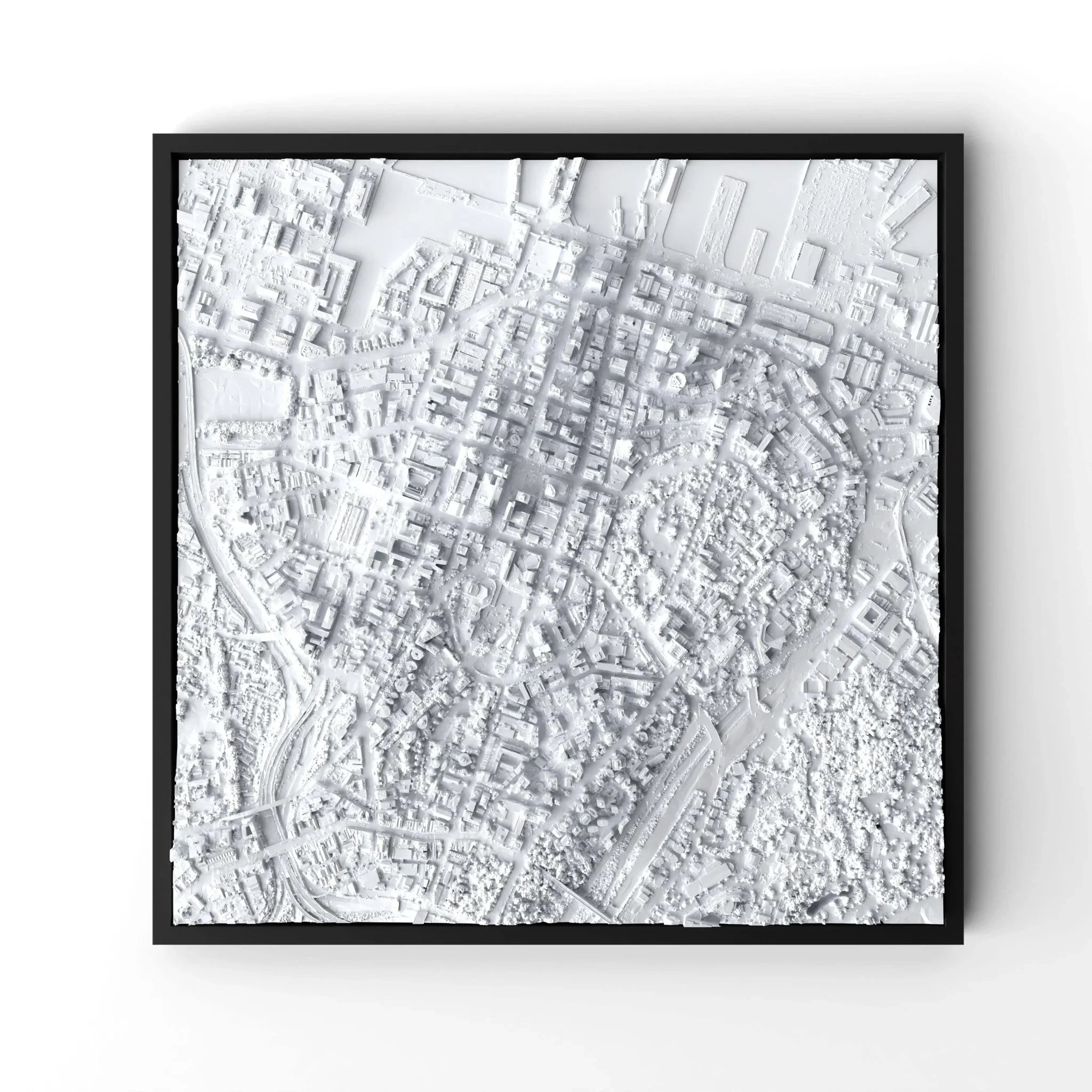 3D gedrucktes Stadtmodell Auckland eingerahmt für deine Wand - CraftedCity