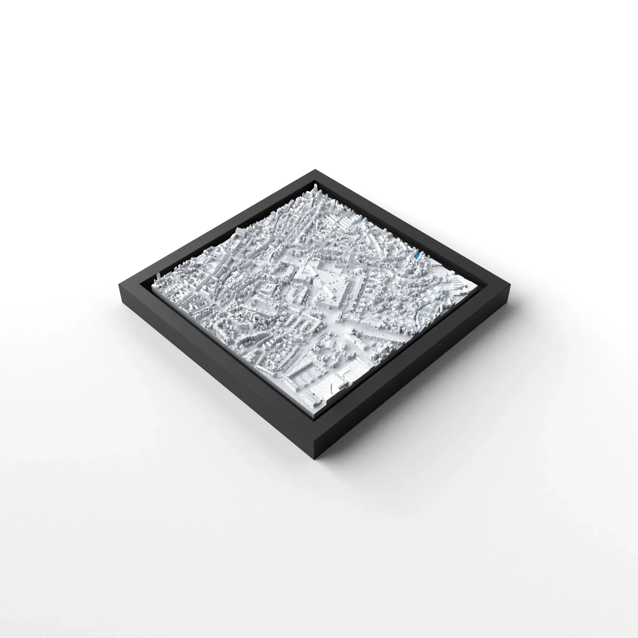 3D gedrucktes Stadtmodell Augsburg eingerahmt für deine Wand - CraftedCity