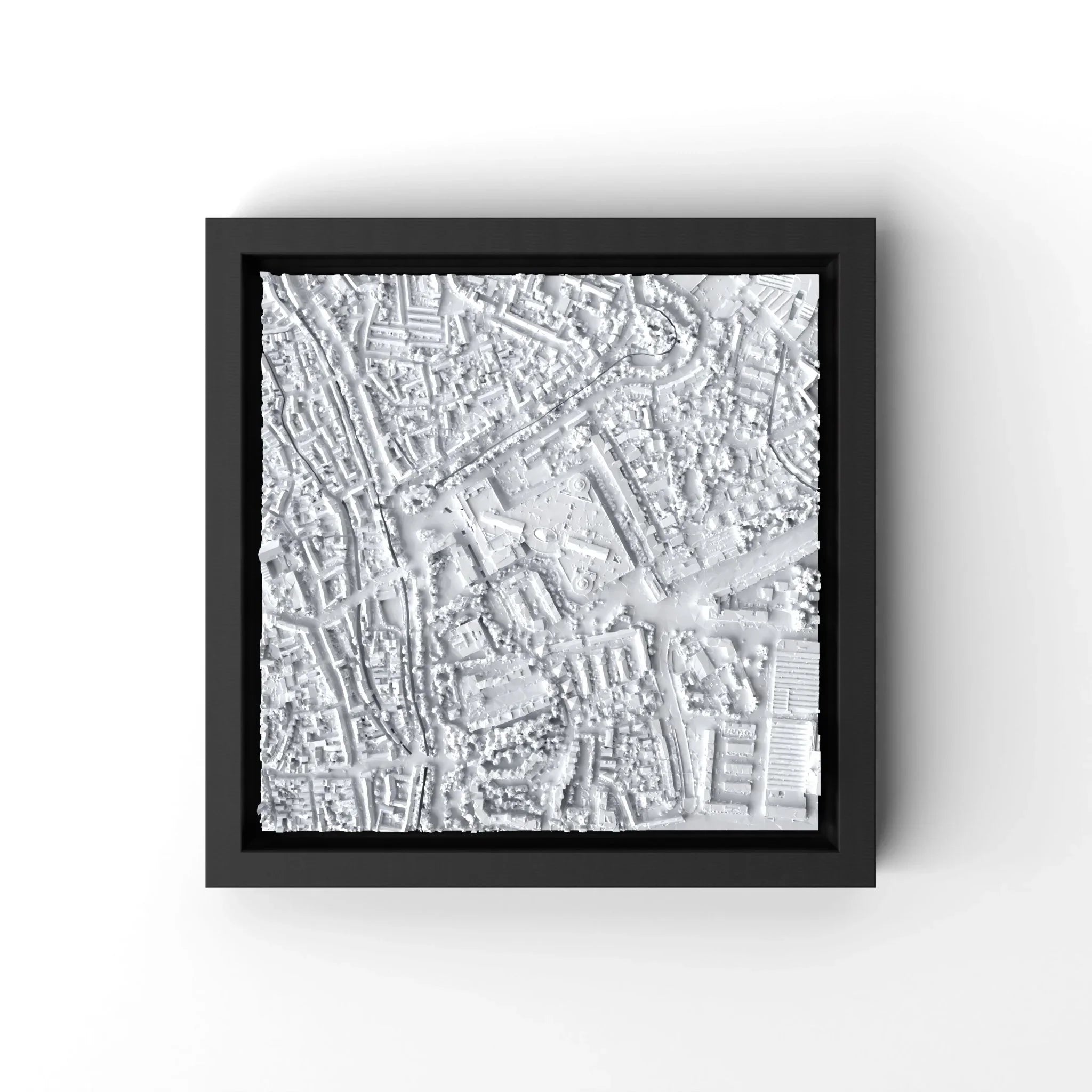3D gedrucktes Stadtmodell Augsburg eingerahmt für deine Wand - CraftedCity