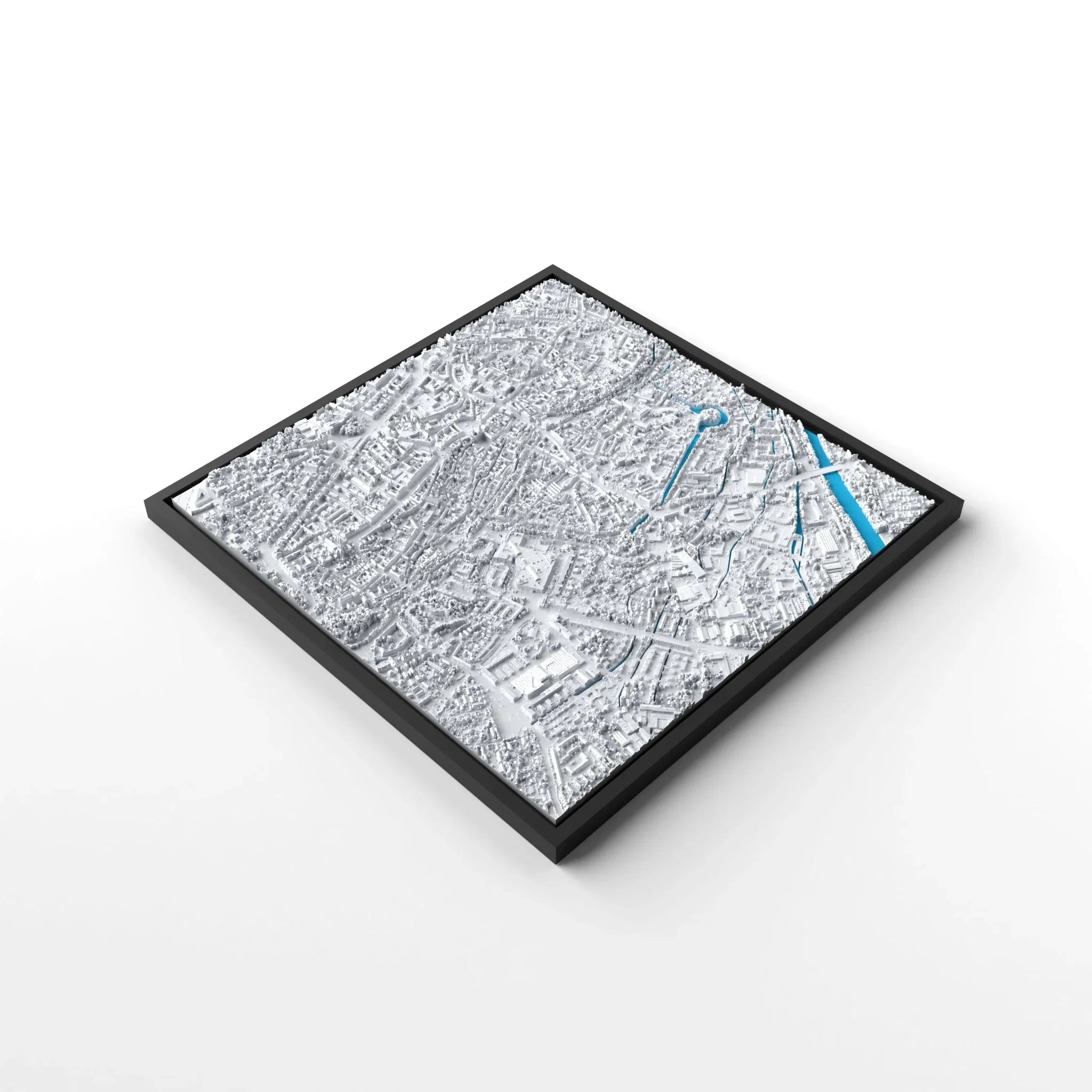 3D gedrucktes Stadtmodell Augsburg eingerahmt für deine Wand - CraftedCity