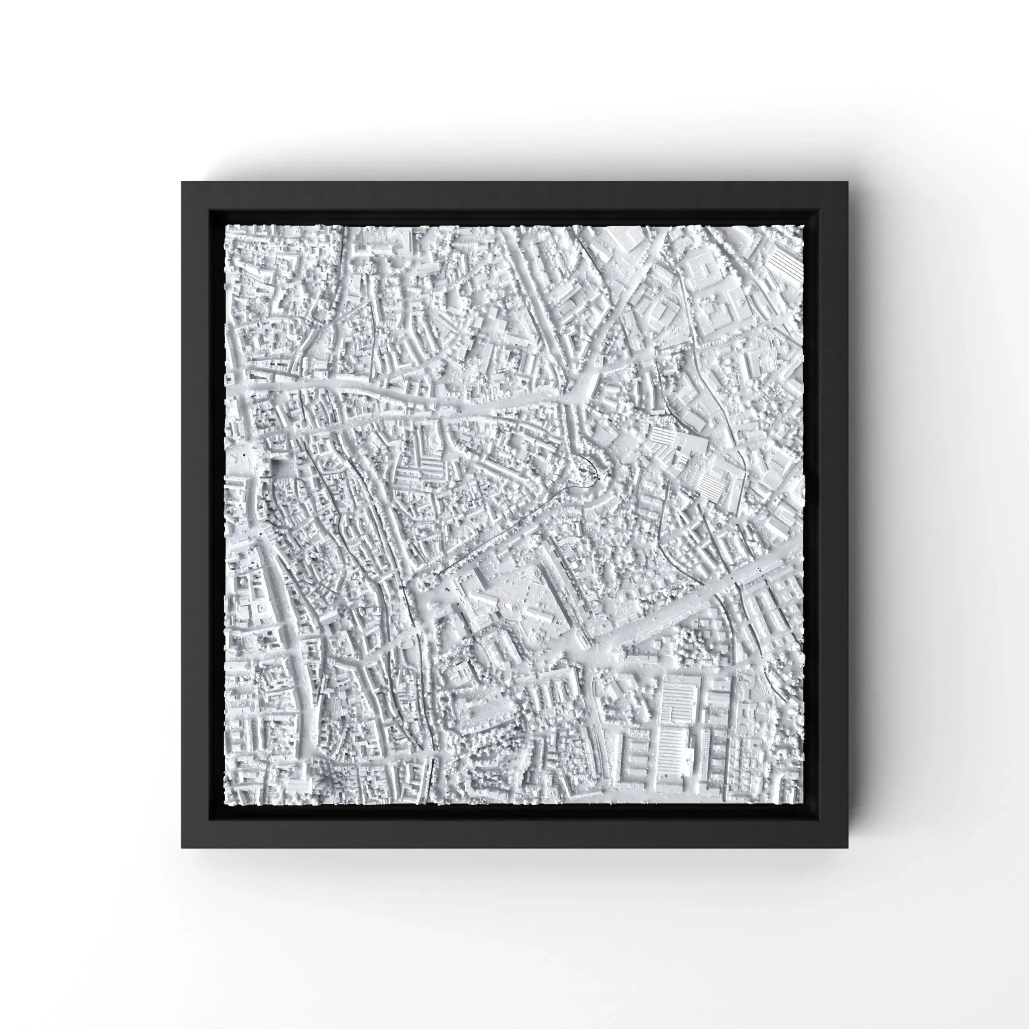 3D gedrucktes Stadtmodell Augsburg eingerahmt für deine Wand - CraftedCity