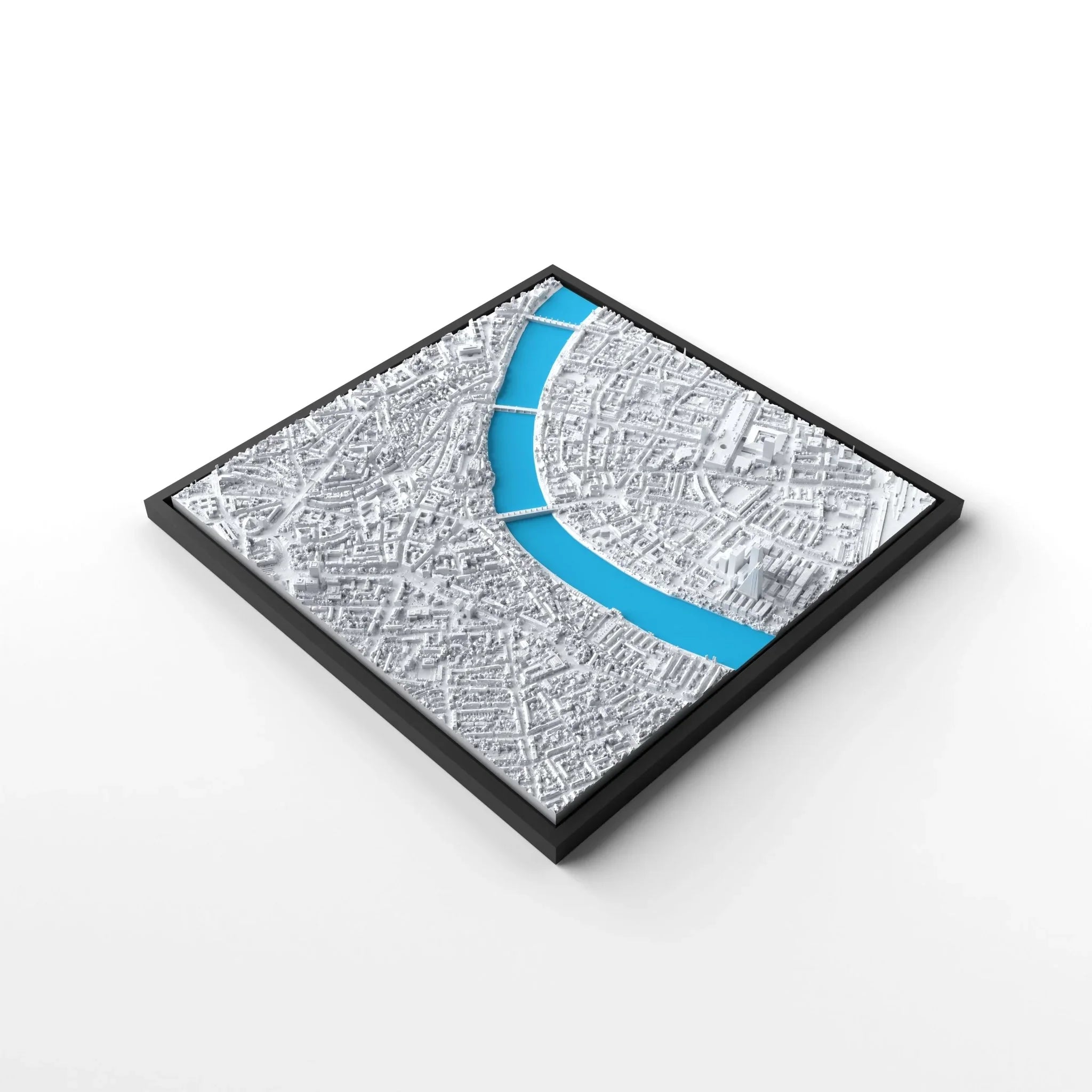 3D gedrucktes Stadtmodell Basel eingerahmt für deine Wand - CraftedCity