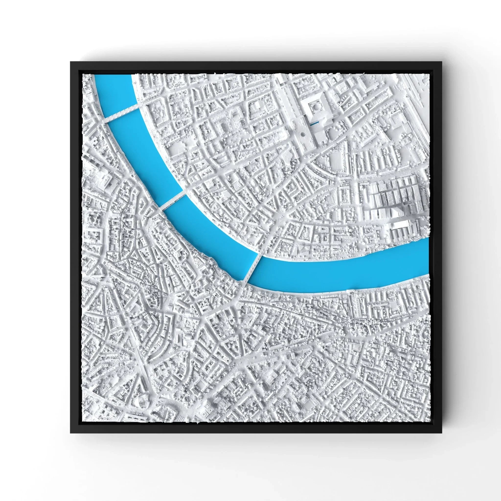 3D gedrucktes Stadtmodell Basel eingerahmt für deine Wand - CraftedCity