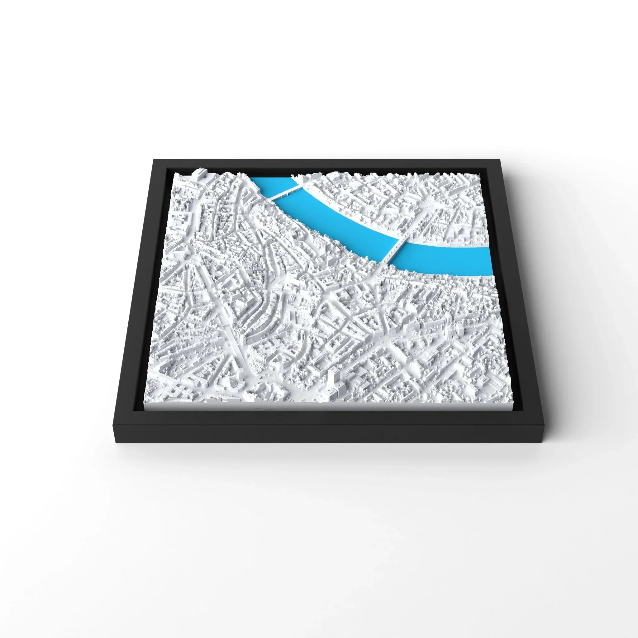 3D gedrucktes Stadtmodell Basel eingerahmt für deine Wand - CraftedCity