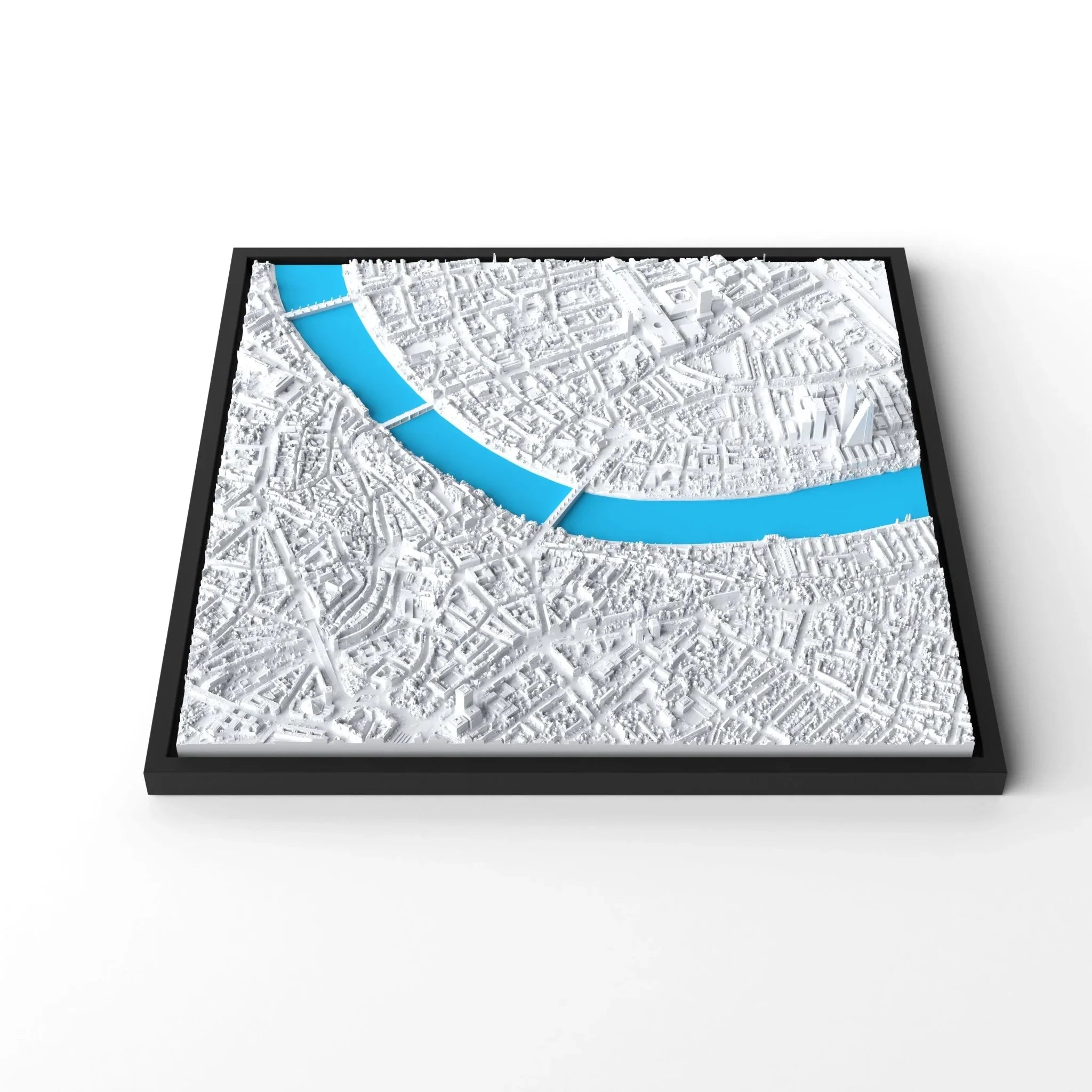 3D gedrucktes Stadtmodell Basel eingerahmt für deine Wand - CraftedCity