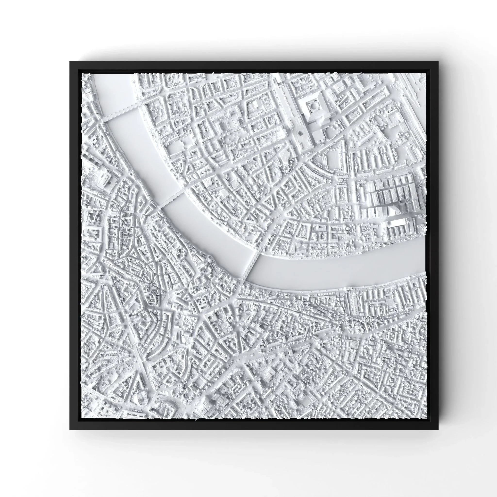 3D gedrucktes Stadtmodell Basel eingerahmt für deine Wand - CraftedCity