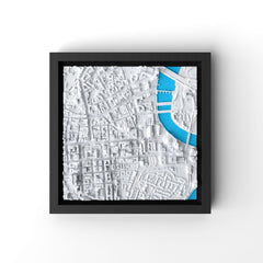 3D gedrucktes Stadtmodell Belfast eingerahmt für deine Wand - CraftedCity